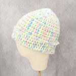 White Multi Color Cable Knit Y2K Vintage Bucket Beanie Cap Hat Photo 1