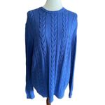 Nautica Cable knit Crewneck Sweater Royal Blue Large Photo 9