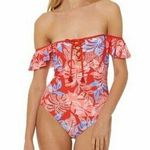 Red Carter off shoulder one piece swimsuit size S Photo 0