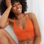 Aerie Seamless Jacquard Padded Longline Bralette in Orange Photo 0