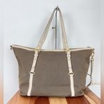 Prada Pre-Owned Beige/Brown Jacquard Logo Canvas And Leather Top Handle Photo 2