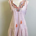 Beach lunch lounge Women’s Medium Striped Sleeveless Dress with Embroidery Photo 0
