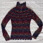 Vintage Colorful Gradient Crochet Open Knit Long Sleeve Sweater Y2K 70s Photo 1