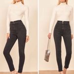 Reformation Kayo High Rise Skinny Jeans Belted Organic Cotton Stretch Black 25 Photo 11