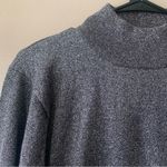 Vintage Metallic Silver Long Sleeve Turtle/High Neck Silver Top Size Small Photo 2