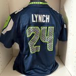 Nike Seattle Seahawks #24 marshal lynch jersey, stitched on field jersey, size med Photo 9