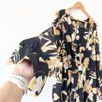 City Chic Yellow Black Floral Midi Cold Shoulder Midi Dress Photo 3