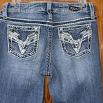 Vigoss  Women's  Chelsea  Heritage fit Blue Straight Leg capris raw hem. Photo 4