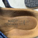 NAOT Prescott Size 37 Strappy Blue Green Gold Leather Slide Cork Footbed Sandal Photo 7