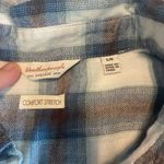 Weatherproof  Vintage Costco Blue Brown Cream Plaid Flannel Shirt Size Large Photo 1