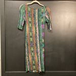 Etro 3/4 Sleeve multi color ruched geo knee length viscose cashmere dress 40 Green Size undefined Photo 3