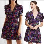 Saloni Lea Floral Print Puff Sleeve Wrap Mini Dress Purple Size 2 Photo 1