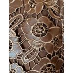 Anthropologie  Pants Women 14 Brown Faux Leather Floral Lace Wide Leg Pants Boho Photo 6