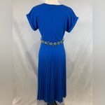 Elizabeth & Nicole royal blue belted pleated skirt flowy midi dress size medium Photo 3