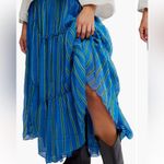 Free People  Ember Tiered Stripe Midi Skirt in blue marina Small $128 Photo 6