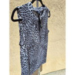 Jones New York Signature Women's L Black White Animal Print Sleeveless Blouse Photo 5
