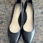 Nine West  Black Wedge Leather Dress Pumps Slip-On Shoes Heels Size 9 M Photo 1