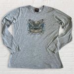 Harley Davidson  Long Sleeve Tattoo Graphic T Shirt Womens L Grey Omaha Nebraska Photo 0