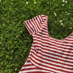 Soprano NWT Retro Patriotic Red Ribbed Striped Swing Dress Photo 1