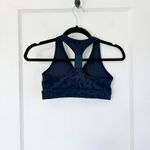 Alphalete | Surface Faux Wrap Athletic Sports Bra in Pebble Print Black Small Photo 3