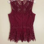 Venus  Crochet  Burgundy Lace fitted Sleeveless Top size 8 Photo 4