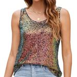 Siegel Silk Blend Sequin Y2K Burgundy Tank Top S Red Photo 1