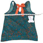 Lily Star  beautiful vibrant teal & orange wrap back tank top w/ orange ties Photo 2