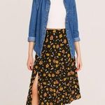 T Tahari NEW  A-Line Skirt Black/Rust Floral Print Side Split Size 2 Modest Fairy Photo 0