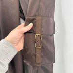 EXPRESS Y2K Cargo Floral Embroidered Wide Leg Pants Brown Size 4 Satin VTG Photo 10