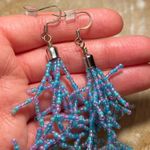 Blue & Purple Beaded Coral Fringe Dangle Earrings Photo 8