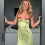 Princess Polly  Lime Green Floral Mini Dress Photo 0