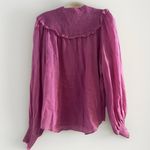 Karlie ‎ Large Pink Linen Smock Top Button Up Long Sleeve Lightweight Ruffle NWOT Photo 7