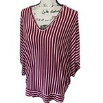 cha cha vente  red white striped batwing casual top‎ Photo 6