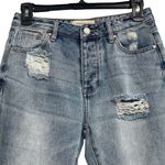 PacSun  SZ 25 Cropped Mom Jeans Mid-Rise Button-Fly Distressed Rips Light Wash Photo 1