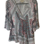 Haute Hippie Women's Size XS Pink Flare Sleeve Printed Blouse Photo 0