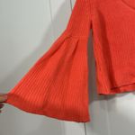 Free People XS Orange Damsel Cropped Bell Sleeve V-Neck Sweater Photo 7