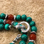 URARTU Green Malachite and Red
Carnelian Sterling Silver Beaded Necklace Photo 7