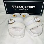 JSlides Women’s White Buckle Up Slides Photo 1