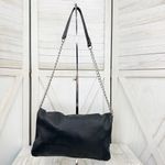 EXPRESS Faux Pebbled Leather Fold Over Shoulder Bag Black Chain Strap Photo 3