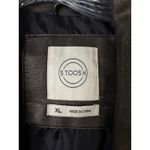 Stoosh  Faux Leather Cropped Moto Jacket Brown XL Belted Biker Zip Short Coat Photo 2