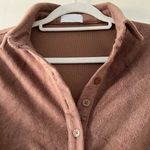 Isalis  Brown French Terry Collared Button Down Long Sleeve Ruched Mini Dress NWT Photo 1