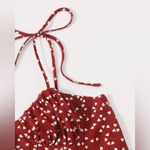 Women's Dress Frill Trim Strap Knot Front Ditsy Floral Dress Red Size XS Photo 3