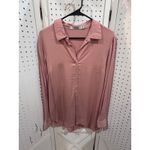 JustFab Dusty Rose Long Sleeve Collared Button Down Shirt Top M Photo 1