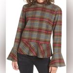 BP Plaid Flare Sleeve Top Photo 4