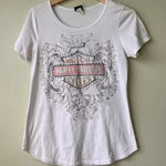 Harley Davidson White‎ Rhinestone Logo Short Sleeve T Shirt Tee Size Small White Photo 0