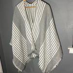 Vintage gray striped poncho fringe body wrap scarf Photo 7