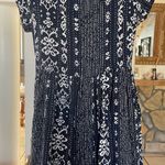 Rip Curl  Surf Shack Mini Dress Smocked Front Short Sleeve Blue White Size Small Photo 4