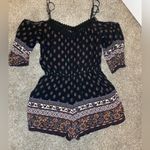 Forever 21 Black cold shoulder paisley tribal patterned romper Photo 1