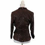 Tadashi Shoji  Collection Brown Collared Sequins Zip Back Evening Elegant Jacket Photo 2