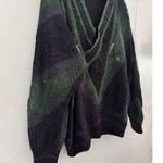 UB Umberto Bilancioni Abstract Wool Chunky V Neck Grandpa Sweater VTG US 14 / 40 Black Size XL Photo 3